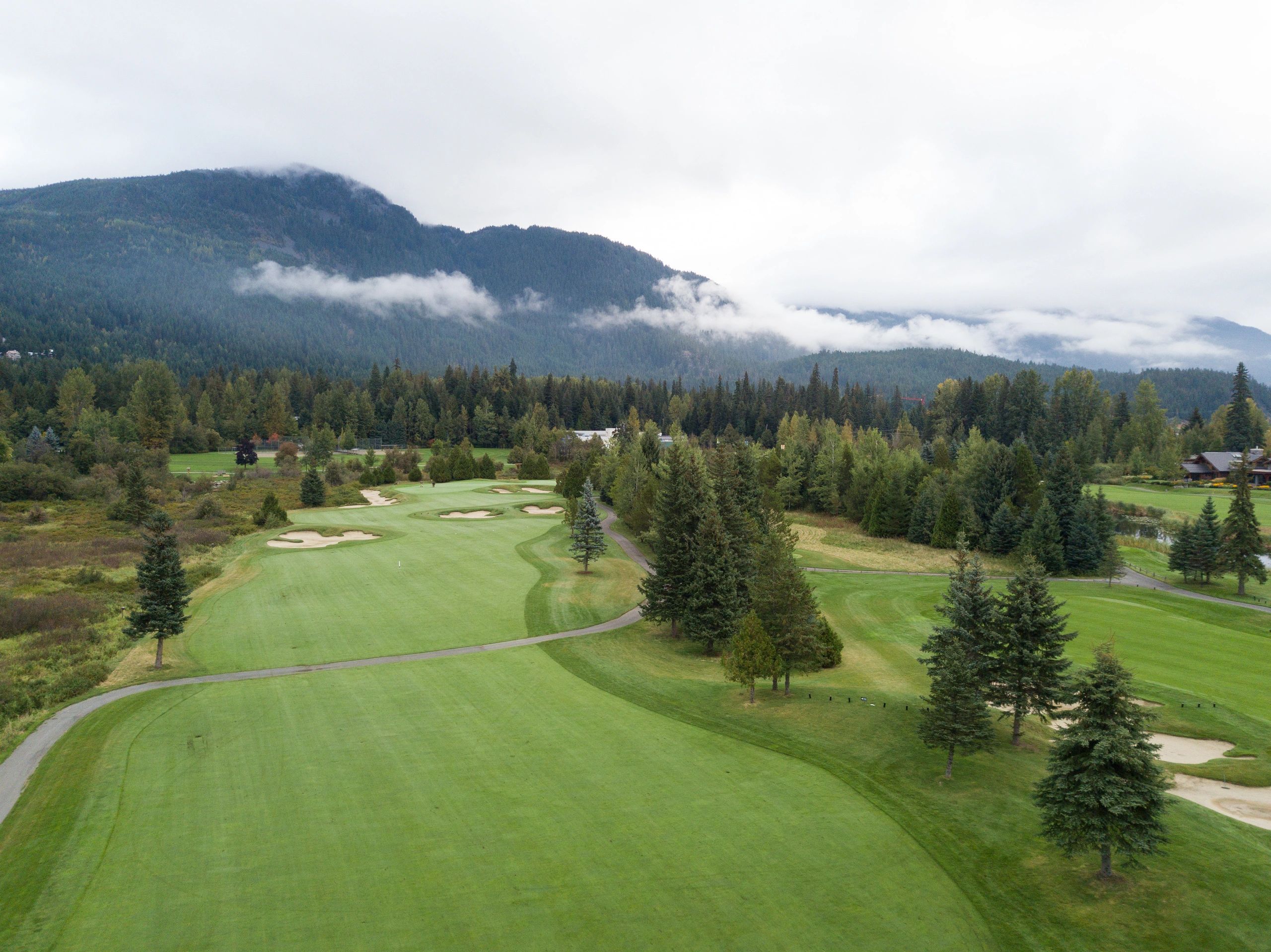 High angle view over a golf course